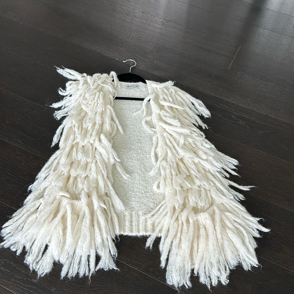 St. ROCHE for Intermix fringed alpaca sweater vest Size S